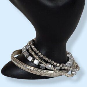 Set of 4 Silver Tone Bracelets